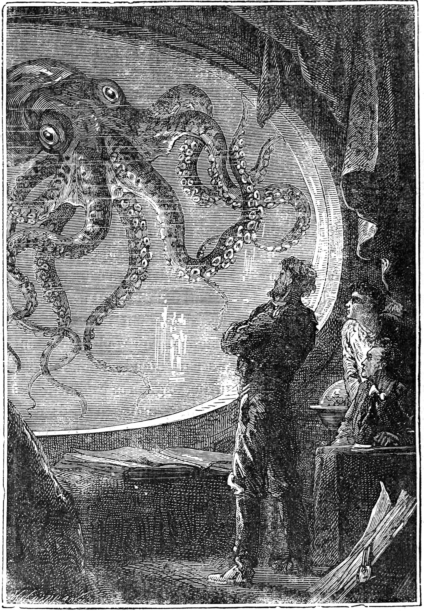 Illustration originale du Nautilus, Vingt mille lieues sous les mers, Jules Verne