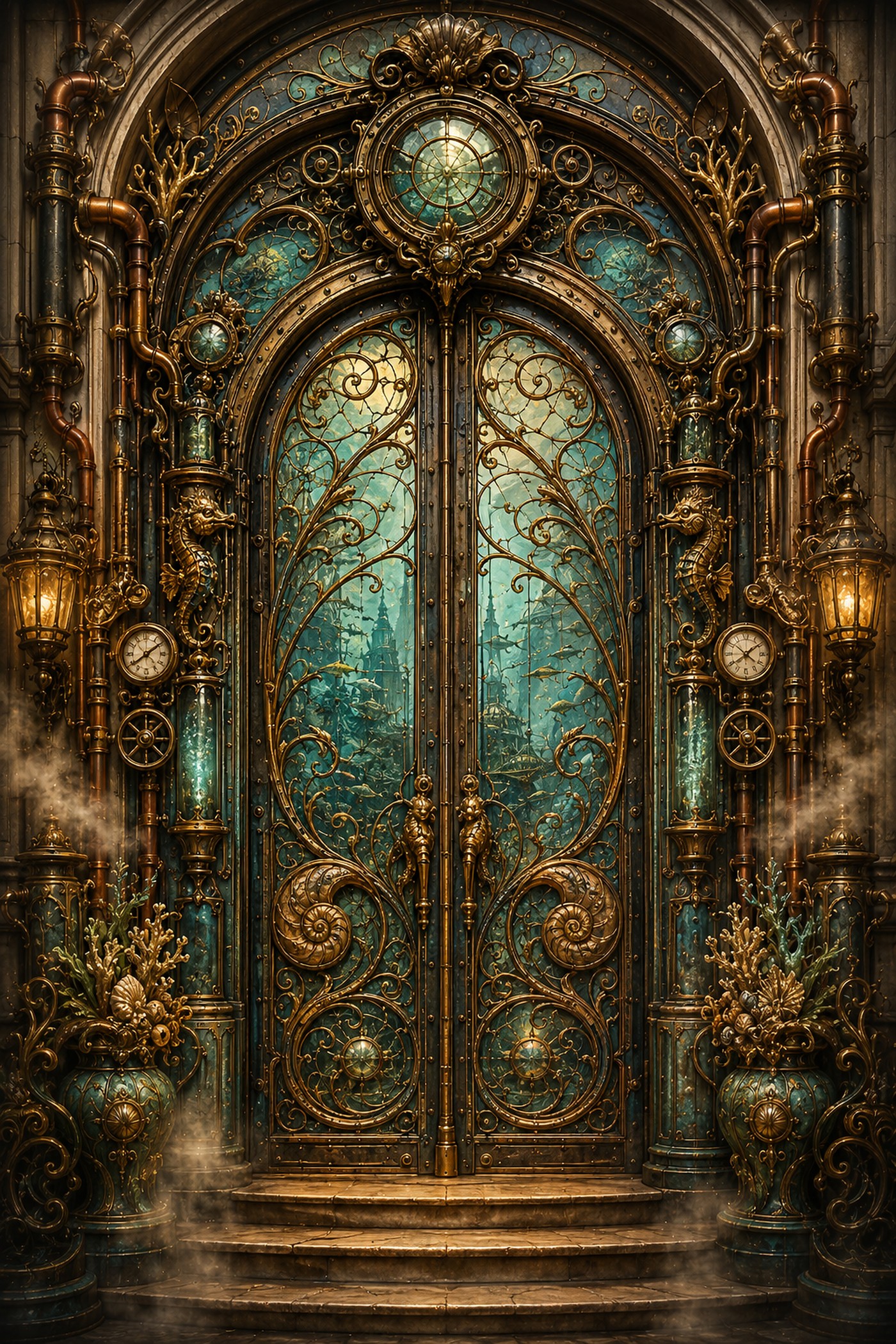 The Copper Abyss Door — Doors of a Forgotten World — La Galerie Mécanique