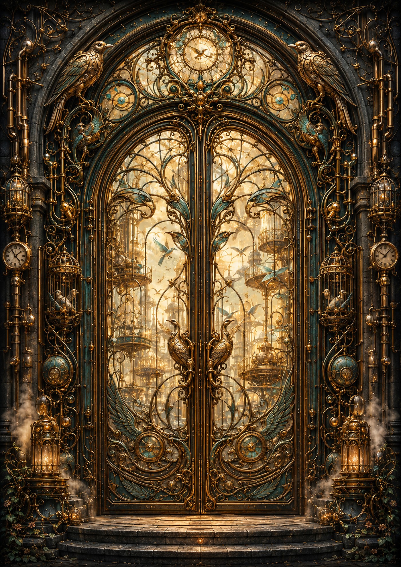 The Automaton Birds Door — Doors of a Forgotten World — La Galerie Mécanique