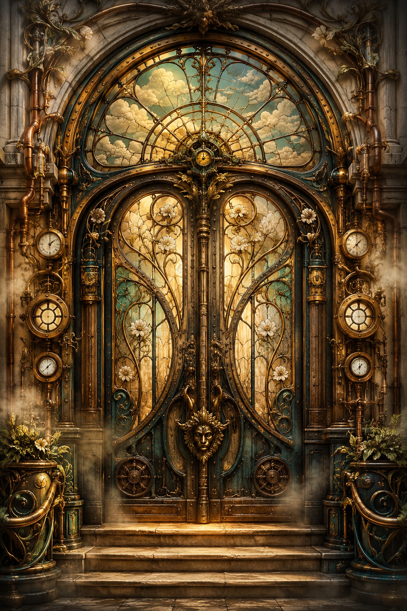 The Clockwork Garden Door — Doors of a Forgotten World — La Galerie Mécanique
