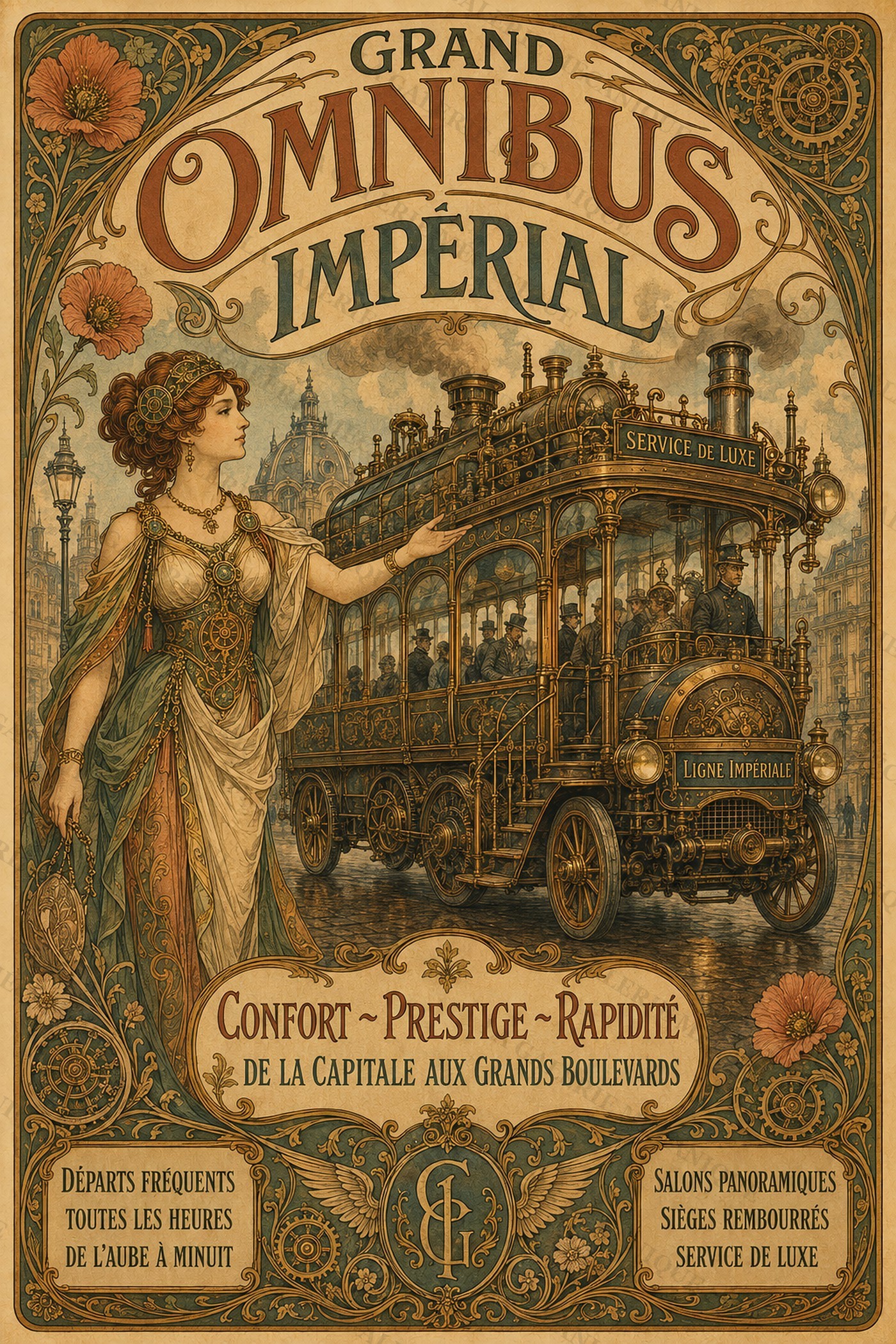 Grand Imperial Omnibus — Réclames Mécaniques — La Galerie Mécanique