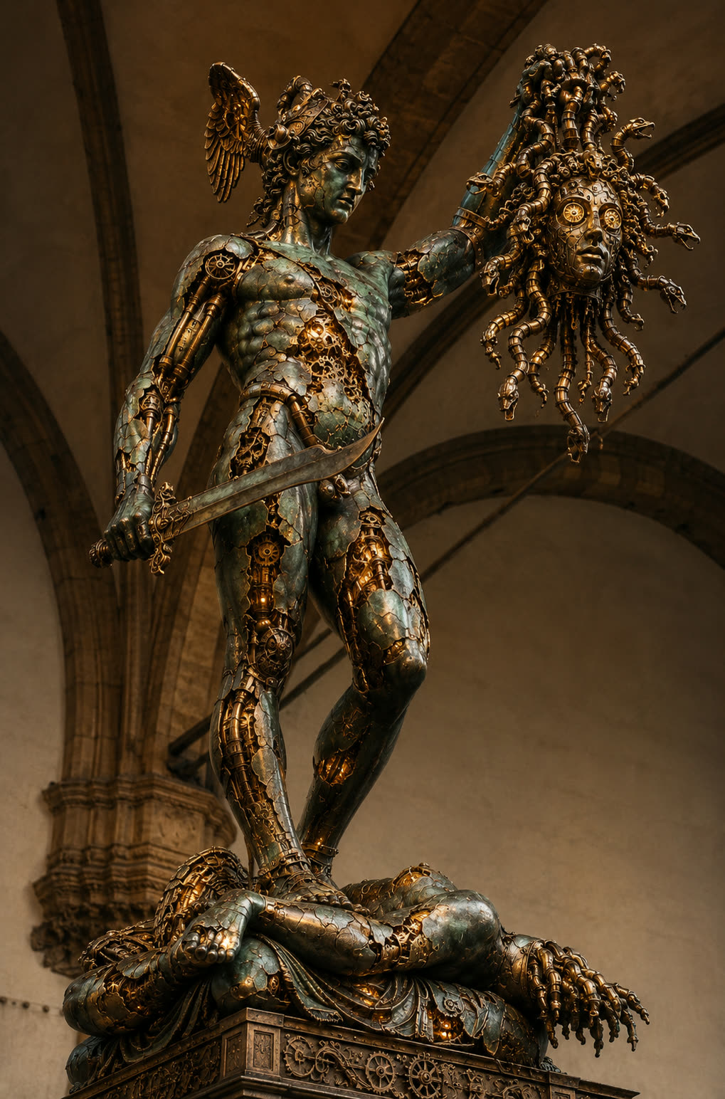 Persée tenant la Tête de Méduse — Statuaria Mechanica — La Galerie Mécanique
